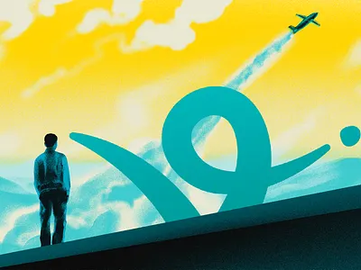 Cover for article about "Virtual.io" adobe art blockchain crypto design digital art editorial finance fintech grain illustration illustrator minimalist photoshop plane rocket