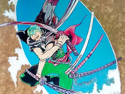 Roronoa Zoro Fan art anime character design concept art fan art graphic design illustration mangá one piece traditional art traditional ink zoro