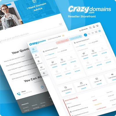 CrazyDomains Affiliate Marketing affiliates blue branding clean dashboard design system domain flat design hosting landingpage minimal product design reseller theme uiux