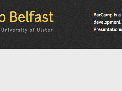 BarCamp is a barcamp black font face grey junction yellow