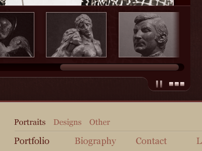 Portfolio Navigation with Thumbnails brown navigation portfolio red scrollbar thumbnails