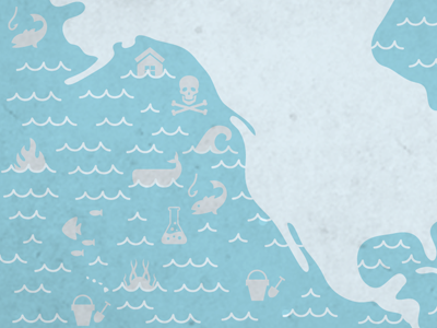 Map and Icons and Whales, Oh My. animals blue icons map vector