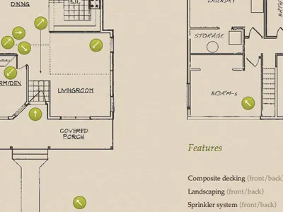 Floorplan arrows blueprint olive palatino paper plans tour