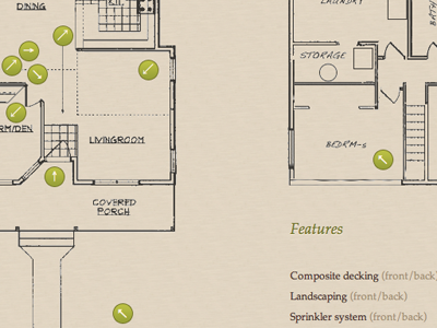 Floorplan arrows blueprint olive palatino paper plans tour