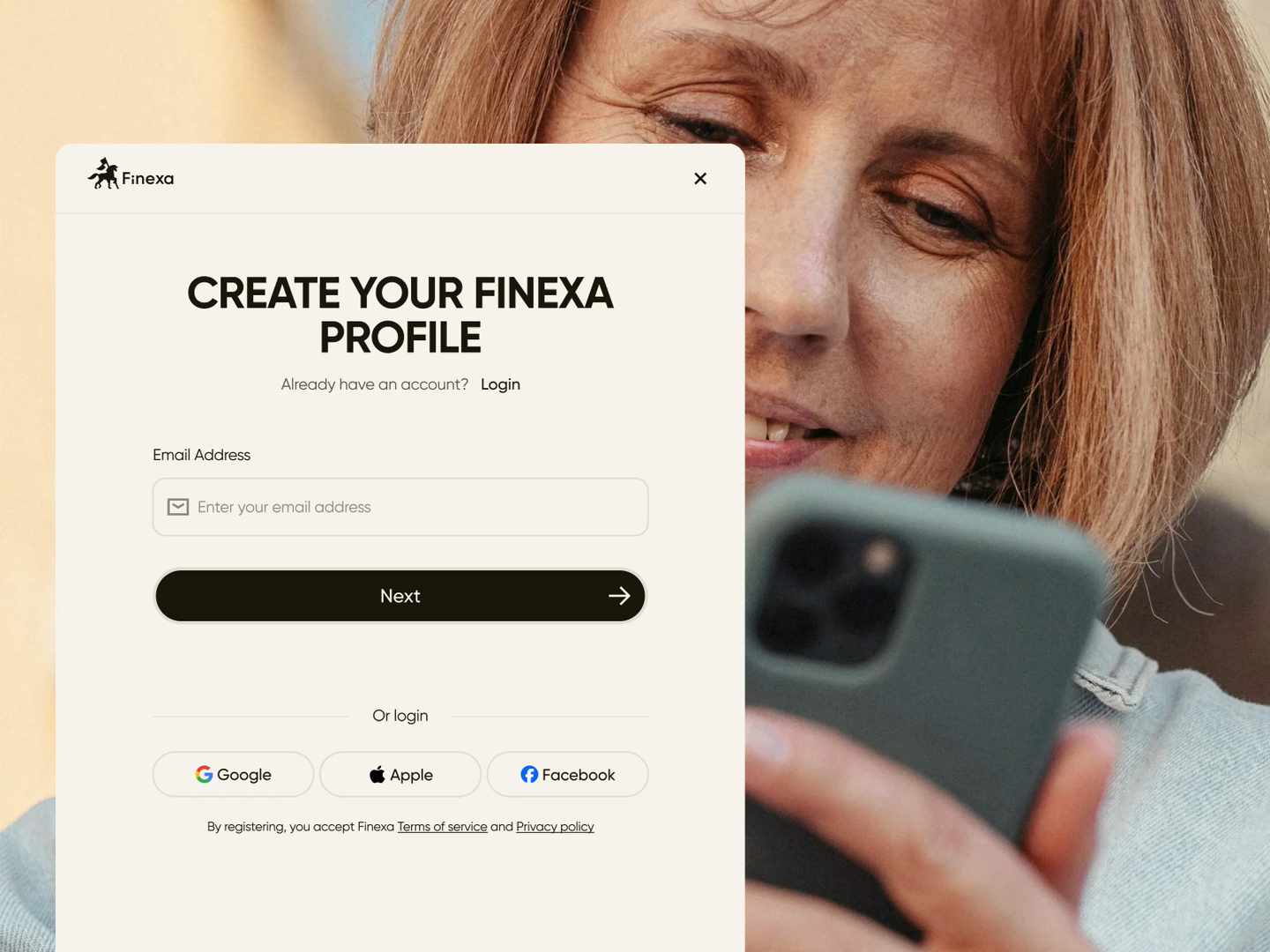 Example of Banking Registration UI