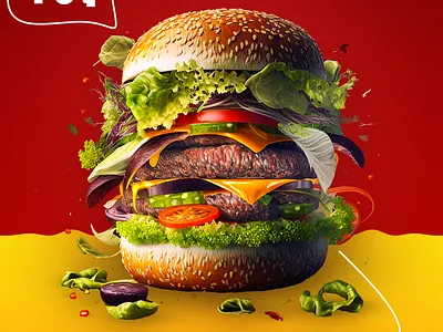 Delicious Burger Design branding burger design graphic design illustration logo motion graphics vector