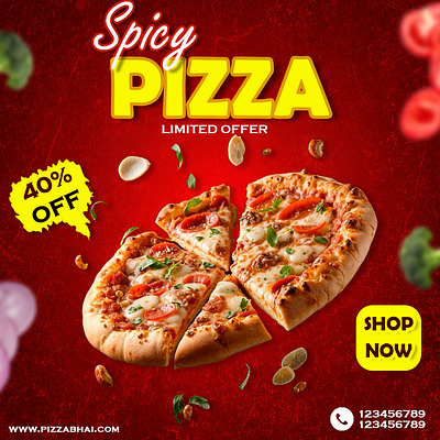 Sizzling Pizza Animation Ad animated poster ads branding design graphic design illustration motion graphics pizza social media ads vector