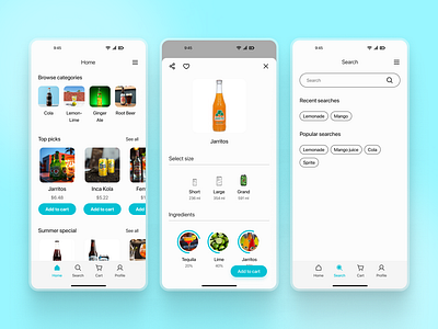 Cold drink website branding graphic design ui