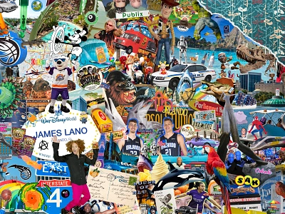 FOR THE CITY city arts collage collage art design digital collage disney florida graphic design james lano magic nba orlando photoshop walt disney world