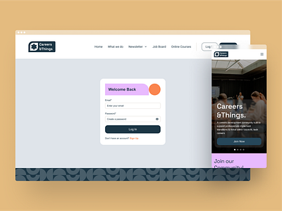 Log In - Career development platform landing page log in website design