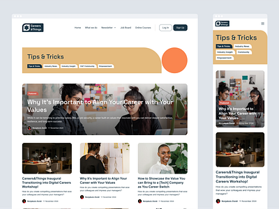 Blog Layout - Career development platform blog landing page website design