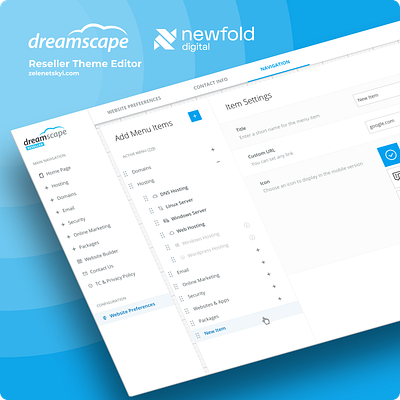 Dreamscape Reseller Theme Editor builder dashboard design editor light product design reseller template builder theme uiux