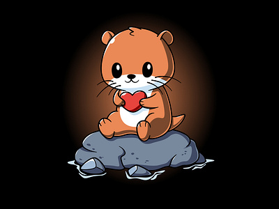 Otter Love – Cute Vector Illustration 🦦❤️ adorable animal art cartoon cute digital drawing flat graphic design heart illustration kawaii kindness logo love otter sweet vector