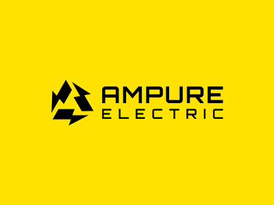 Ampure electric logo ampure bolt electric electricity logo fast logo logo design thunder volt yellow