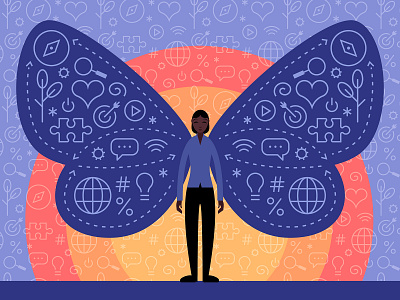 Leadership Evolution butterfly colorful evolution growth icons illustration sunrise vector wings