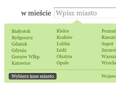 Choose a city bubble custom dropdown forms green list pl pl popover