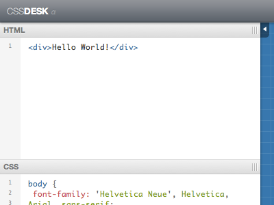 CSSDesk (alpha) blue css html sideproject ui white
