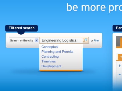 Intranet blue drop down filter intranet search shadow website banner