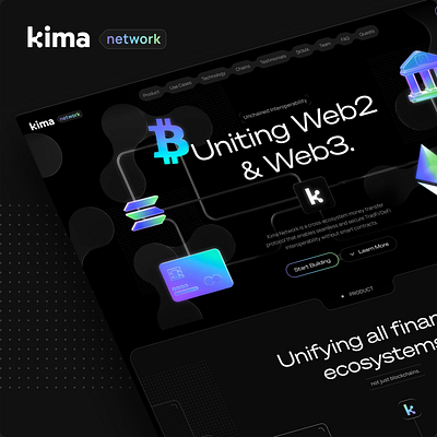 Kima Network Web2 & Web3 black style blockchain crypto crypto dashboard decent defi landingpage marketing token uiux web2 web3