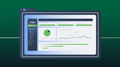 iVueit - Line branding chart clean gradient graph green linework logo management modern mograph motion graphics platform power tech technology text typography ui user interface