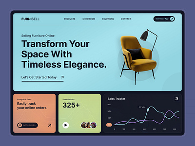 FurniSell | Web Design Concept 3d analytics app banner branding colors dashboard design furniture graphic design hero logo mobile app online shop store ui uiux web design website