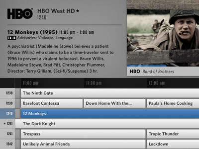 DVR Guide app design dvr tv ui