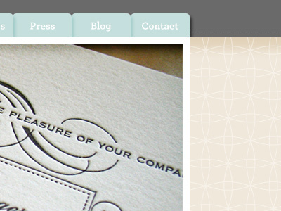 Top Right navigation texture website