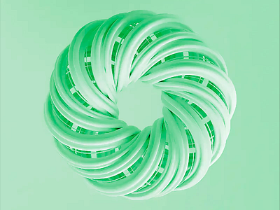 3D twisted donut shape 3d 3d animation 3d art 3d decor art 3d design abstract animation design digital geometric geometry green illustration loop octane rendering ring shape shiny torus