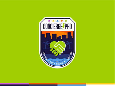 Concierge Pad badge badge branding business campus city design handshake healthcare icon set illustration landscape logo platform product protect safety school secure security vector