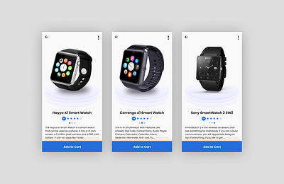 Smart Watch Listing App UI Design app design app ui app ui design figma mobile app mobile app design smart watch ui smatch watch app ui uiux user interface