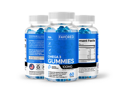 Omega 3 Gummies branding design gummies gummy label omega omega 3 packaging packaging design product