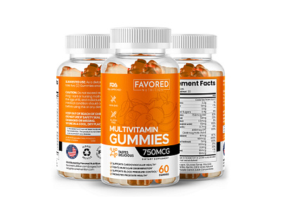 Multivitamin Gummies dietary supplement food gummies gummy health label packaging packaging design supplement vitamin