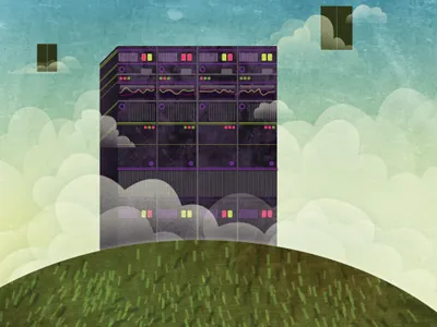 Server Invasion blue green illustration