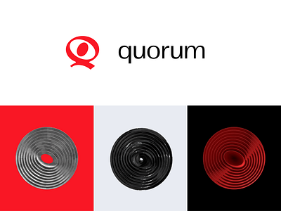 quorum logo + 3d visual exploration 3d eye logo q sans serif visual identity