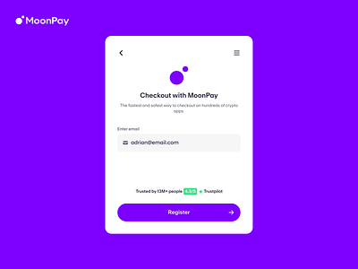 MoonPay - Email Registration crypto design email moonpay product design registration ui ux wallet web3 widget