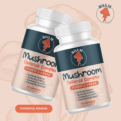 Mushroom Defense Complex Packaging bottle label fungi label mockup mushroom nature packaging plants