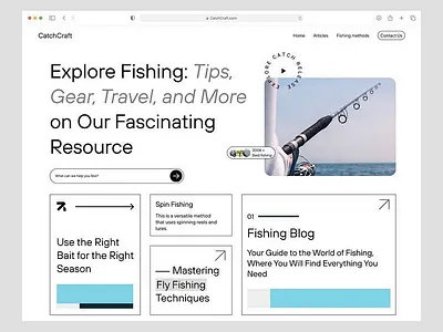 CatchCraft - Website design for a fishing platform blue clean layout design digital marketing fishing graphic design interface landing page marketing platform ui ui design uiux ux ux design web web marketing website website design website layout