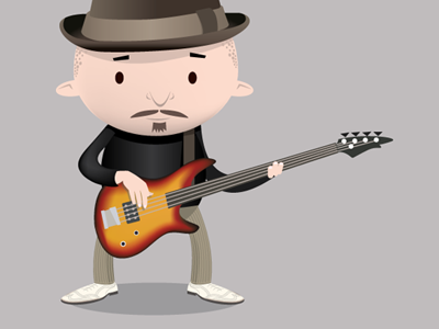 Bassist bass cartoon character guitar illustration vector