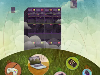 Cloud Computing blue green illustration