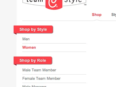 Shop e commerce navigation red shop