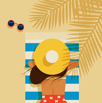 Girl on the beach branding design graphic design illustration vector