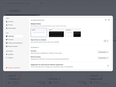 o/ege: Settings app dashboard design edit interface options profile settings ui uxui