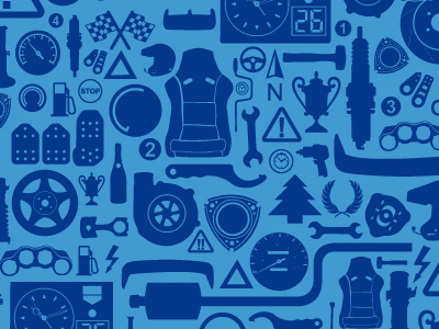 Car Parts Poster blue parts pattern rally