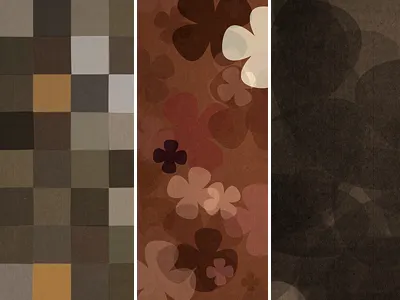 Shape Distortion III brown floral flowers green grid layered opacity orange pink processing shapes squares texture transparency