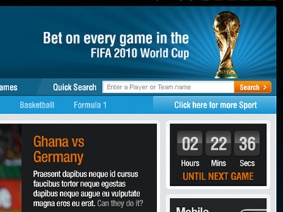 Sneak Peek betting design football ui web website world cup