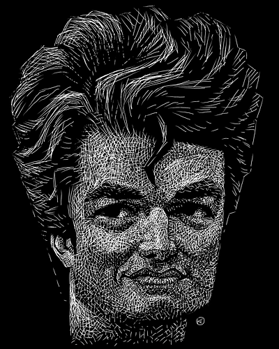 Caricature Resolution 2025 15. Joe Keery black and white caricature illustration joe keery portrait scratchboard steve harrington stranger things