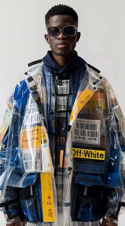 Off-White Raincoat (AI, Photo, Graphic Design) 3d advertising ai design fashion film gen ai generative ai motion graphics photography videography