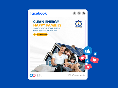 Solar Energy Social Media Post Design advertising design electricity energy family graphic designer green energy marketing post power social media post socialmedia solar