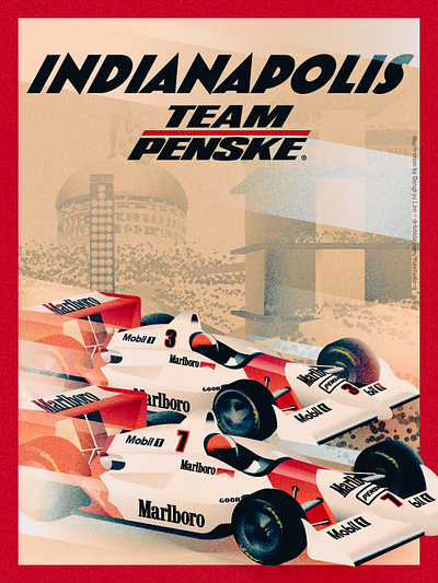 Team Penske illustration indianapolis indy500 motor sports racing team penske vintage