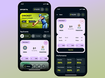 Sports app design app bold typography design interactive design live score mobile app mobile design mobile ui modern app scoreboard software sport app sports sports app streaming sport ui user interface ux uxdesign